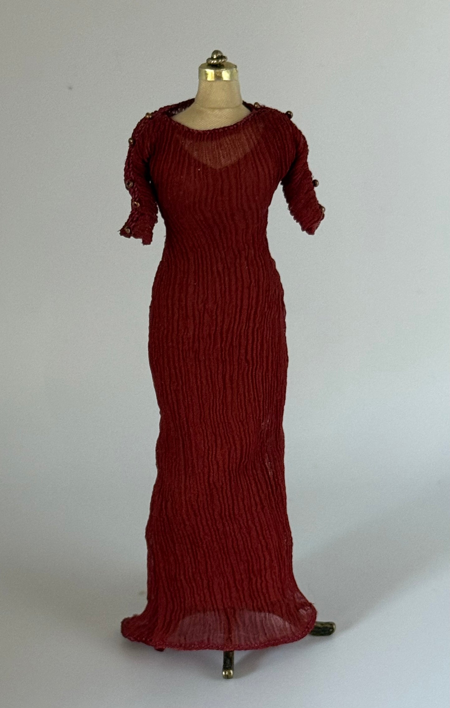 1:12 Scale Dark Rust Gown.