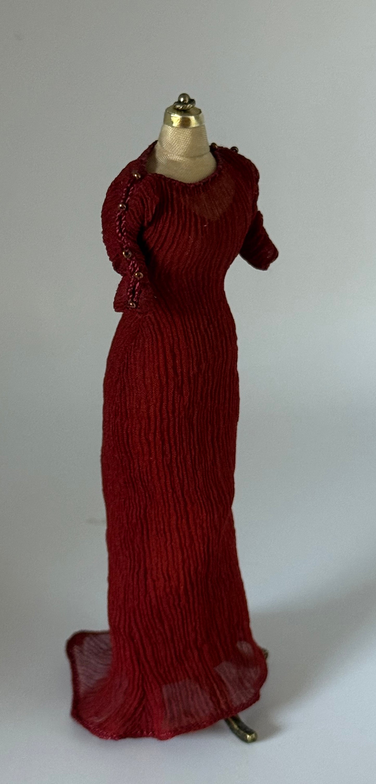 1:12 Scale Dark Rust Gown.