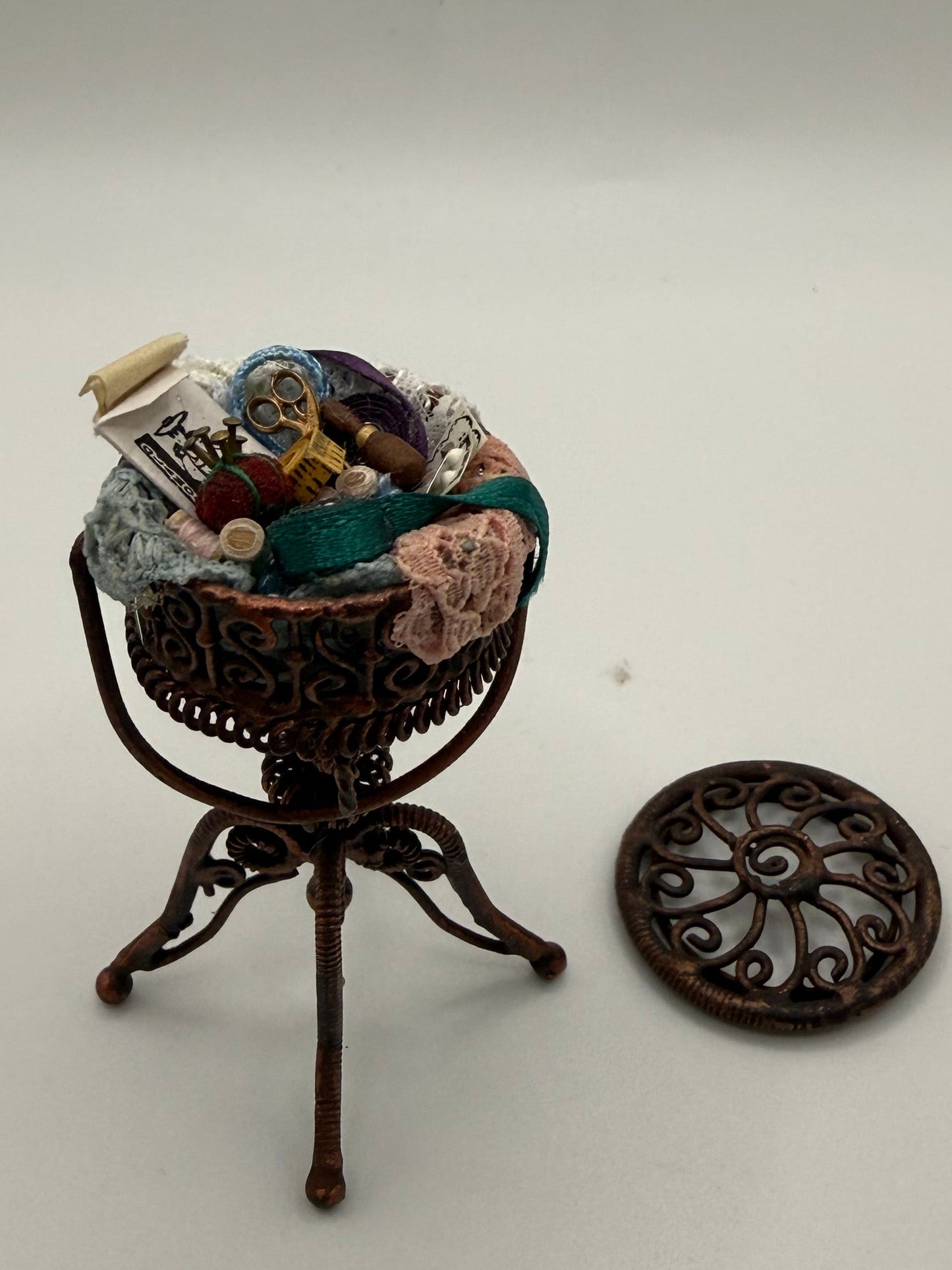 Metal sewing basket