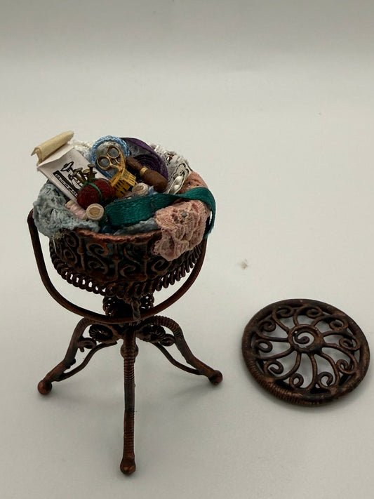 Metal sewing basket