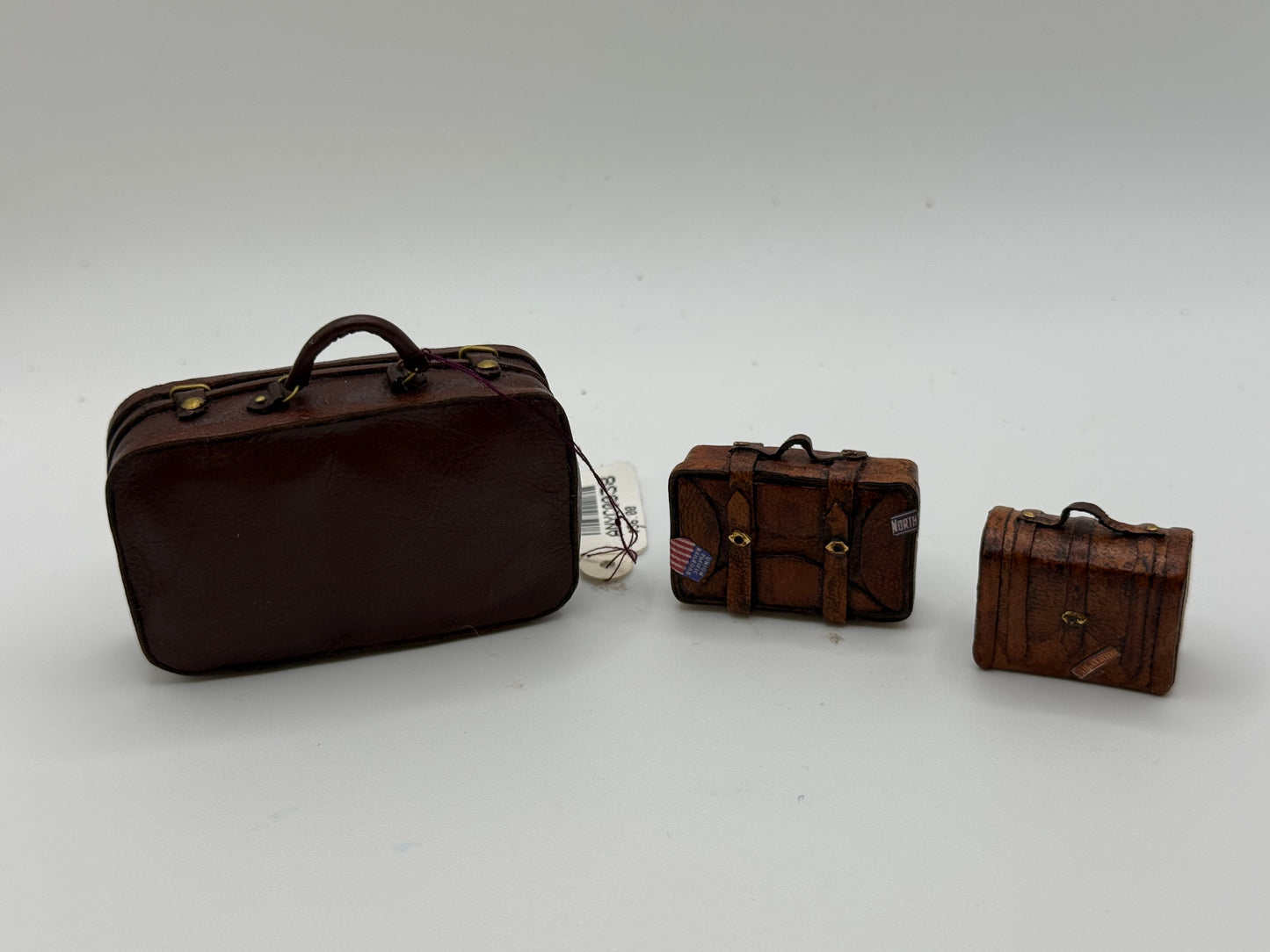 3Pc brown leather luggage set