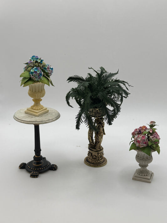 Floral arrangements and end table