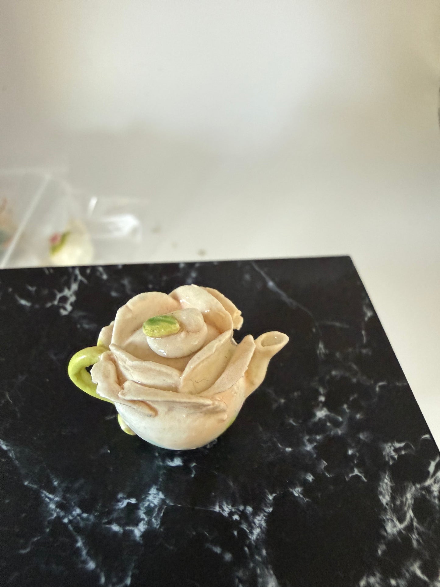 Cream Rose Teapot