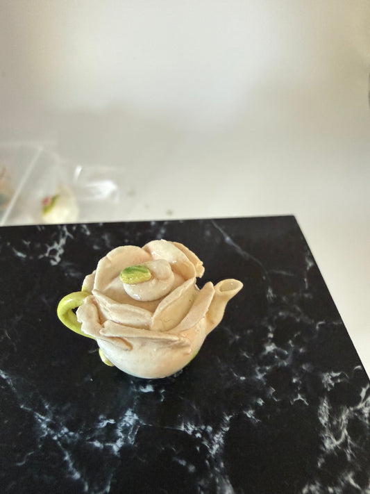 Cream Rose Teapot